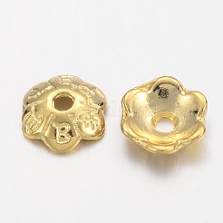 6 -petal tibetischen Stil Legierung Blume Perlenkappen&nbsp;TIBE-S220-G-01-NR