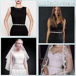 Ceinture de mariée en métal avec strass en cristal et œil de cheval pour robe de mariée&nbsp;AJEW-WH20080-65A-S