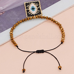 Ethnische handgemachte Glasperlen Rechteck mit Augenanhänger geflochten verstellbare Armbänder für Männer Frauen&nbsp;FS6426