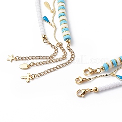 Set di collane con ciondolo a forma di goccia di ciprea naturale in stile 3 pz 3 e smalto&nbsp;NJEW-JN04035