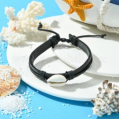 Verstellbare geflochtene Armbänder aus Rindsleder&nbsp;BJEW-JB04438-02