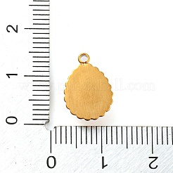 Natürlicher Rosenquarz 304 Edelstahl Tropfenanhänger&nbsp;G-D075-01G-01