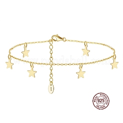 925 Fußkettchen aus Sterlingsilber mit Sternanhängern für Damen&nbsp;AJEW-F162-011G