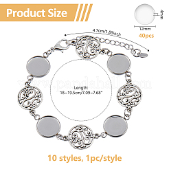 10 pz braccialetti con cabochon in acciaio inossidabile 304 a forma di fiore&nbsp;BJEW-DC00016