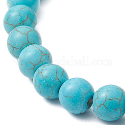 Synthetische türkisfarbene Stretch-Armbänder mit Engelanhängern&nbsp;BJEW-JB11046-03