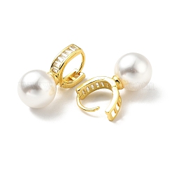 Aretes colgantes de perla de plástico con circonita cúbica transparente&nbsp;EJEW-A070-18G