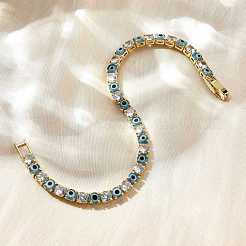 Braccialetti con maglie e ciondoli in ottone e smalto&nbsp;BJEW-Z094-02G-01B