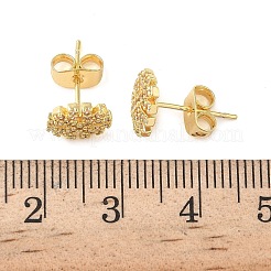 Schneeflocke Messing Micro Pave Ohrstecker mit klarem Zirkonia&nbsp;EJEW-Z144-06G
