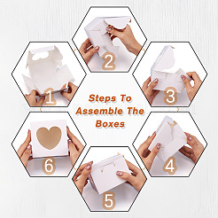 Scatole per biscotti quadrate in carta con finestra trasparente a forma di cuore&nbsp;CON-TAC0001-12C-01