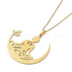 Collana con ciondolo umano yoga in acciaio inossidabile 201 con catene a cavo&nbsp;NJEW-Q317-09G