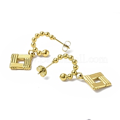 Orecchini pendenti a forma di rombo in acciaio inossidabile 304 con placcatura ionica (ip)&nbsp;STAS-B034-04G