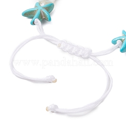 2 bracelet tressé en perles synthétiques turquoise et acryliques en forme d'étoile de mer pour femmes&nbsp;BJEW-JB11263