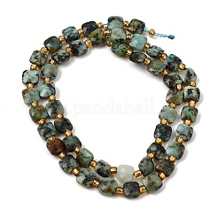 Fili di perle naturali di turchese africano (diaspro)&nbsp;GG-CBA96AE-A06-6x6mm