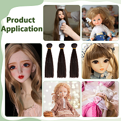 Kunststoff lange gerade Frisur Puppe Perücke Haare&nbsp;DIY-WH0656-99D