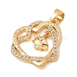 Colgante micropavé cubic zirconia de latón&nbsp;KK-CBA0009-10G-D