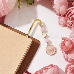 Marcapáginas de cuarzo rosa natural&nbsp;AJEW-JK00271-03