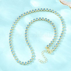 Collares de eslabones de cadena de latón con circonitas cúbicas planas redondas pavé&nbsp;KK-CBA960E-19G