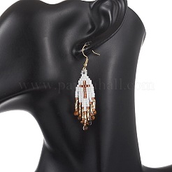 Perles de rocaille de verre pendent des boucles d'oreilles&nbsp;EJEW-MZ00737-03