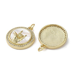 Pendenti con micro pavè di zirconi cubici in ottone a tema gesto&nbsp;KK-G485-18D-G