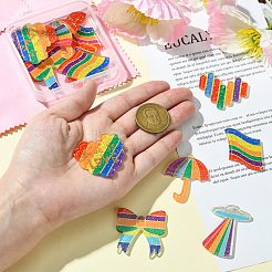 14 Stück 7 Formen bedruckter Acryl-Glitzerpulver-Anhänger im Regenbogen-Stil&nbsp;OACR-CJ0001-93