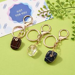 Mit Draht umwickelter Schlüsselanhänger aus natürlichem Edelstein&nbsp;KEYC-JKC00226