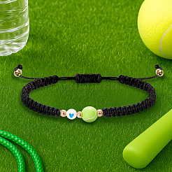 1 bracelet de perles tressées en alliage et acrylique sur le thème du sport&nbsp;BJEW-LP0003-23E
