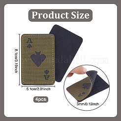 4 Stück reflektierende Klettbänder aus Nylon und Polyester mit der Spielkarte „Pik-Ass“.&nbsp;AJEW-GA0009-03A