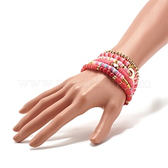 Juego de pulseras elásticas hechas a mano con cuentas heishi de arcilla polimérica&nbsp;BJEW-JB07397