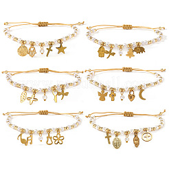 6 Stück Bettelarmbänder aus 304 Edelstahl&nbsp;BA2405-1