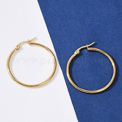 Orecchini a cerchio in acciaio inossidabile 201 con placcatura sotto vuoto pvd con perni in acciaio inossidabile 304 per donna&nbsp;EJEW-D279-12G-04