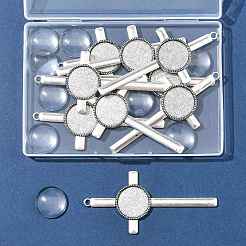 9 Stück Cabochon-Fassungen für Kreuzanhänger aus Legierung im tibetischen Stil&nbsp;DIY-FS0009-48