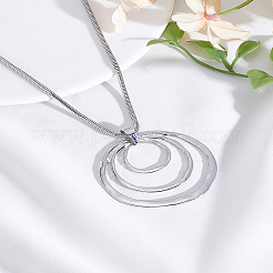 1 Stück lange Halsketten aus Legierung mit 3 Ringanhängern für Damen&nbsp;NJEW-LP0002-93