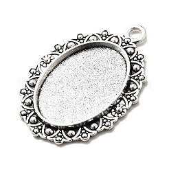 Tibetischer Stil oval Legierung Anhänger Fassungen&nbsp;TIBEP-Q049-05AS-RS