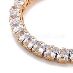 Braccialetti con cursore a catena quadrata con pavé di ottone trasparente e zirconi cubici trasparenti&nbsp;BJEW-YWC0002-10B-G