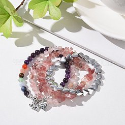4pcs ensembles de bracelets extensibles en pierres précieuses naturelles et synthétiques&nbsp;BJEW-JB08946