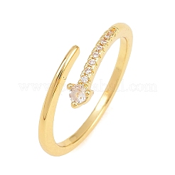 Anelli aperti con polsino in ottone micro pavé di zirconi cubici trasparenti per donna&nbsp;RJEW-T032-01B-G