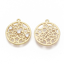 Pendentifs en laiton zircon cubique transparent&nbsp;KK-T051-10G-NF