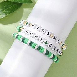 3 Stück handgefertigte Stretch-Armbänder aus Polymerton und Acrylperlen für Damen&nbsp;BJEW-JB12729