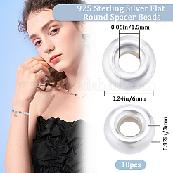 Plano y redondo de 925 libra esterlina de plata abalorios entrepiezaas&nbsp;STER-BBC0005-56C-S