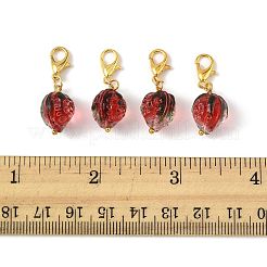 4 pieza de adornos colgantes de fresa hechos a mano con lampwork&nbsp;HJEW-FS00041-02