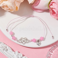 Pulseras de cuentas trenzadas de jade blanco teñido natural&nbsp;BJEW-JB09823-05