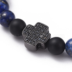 Braccialetti elasticizzati con perline di lapislazzuli naturali (tinti).&nbsp;BJEW-JB05026-02