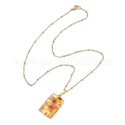 Pendentif rectangulaire en ambre naturel&nbsp;NJEW-JN05981-02