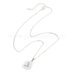 Halskette mit Anhänger aus natürlichen Sonnenblumen-Druse-Achat-Nuggets an Messingkabelkette für Damen&nbsp;NJEW-JN06066