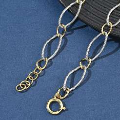 Collar de cadena de eslabones ovalados trenzados con textura de latón de dos tonos&nbsp;KK-C251-30GP