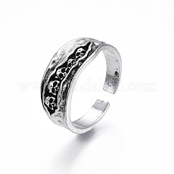 Anello del polsino aperto del cranio della lega di Halloween per le donne degli uomini&nbsp;RJEW-T009-37AS