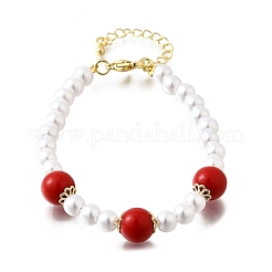 Messing-ABS-Imitationsperlenarmbänder für Frauen&nbsp;BJEW-D317-02G