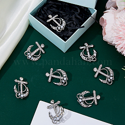 8 pieza de alfileres de solapa de aleación de ancla con rhinestone para ropa de mochila&nbsp;JEWB-DC0006-46B