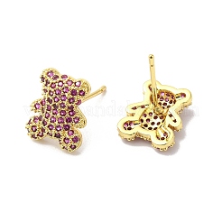 Boucles d'oreilles clous ours en zircon cubique&nbsp;EJEW-R150-17G
