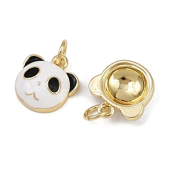 Ciondoli a forma di panda in ottone smaltato&nbsp;KK-B150-09G